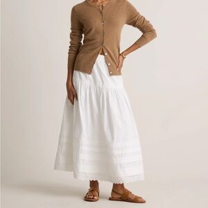 NWT Quince 100% Organic Cotton Poplin Pintuck Maxi Skirt, Size Small